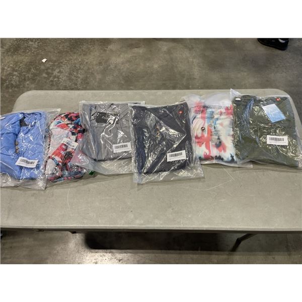 6 PCS NEW CLOTHING, SIZE MEDIUM AND ONE LARGE