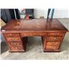 Image 1 : DOUBLE PEDESTAL EXECUTIVE DESK WITH BURLED TOP AND BRASS HARDWARE