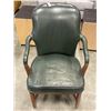 Image 1 : ANTIQUE GREEN LEATHER NAIL HEAD CHAIR