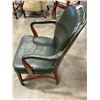 Image 2 : ANTIQUE GREEN LEATHER NAIL HEAD CHAIR