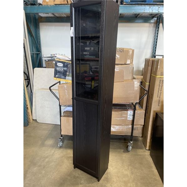 6FT BLACK STORAGE CABINET WITH GLASS DOOR
