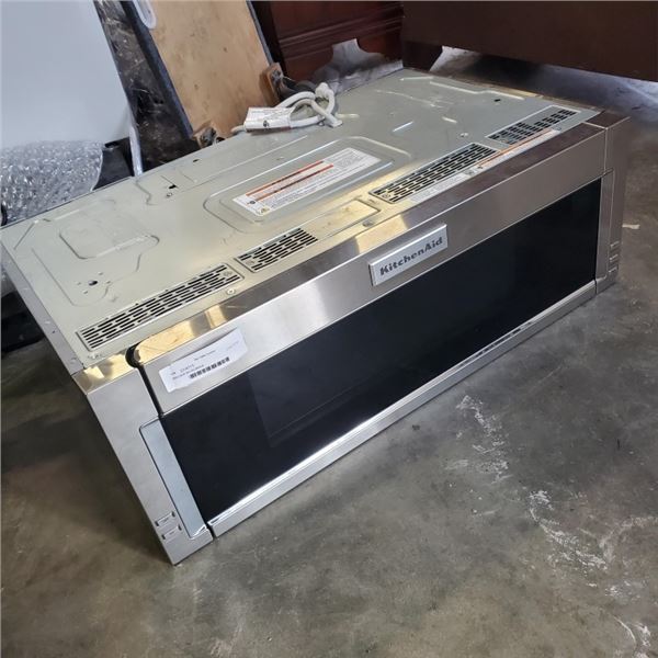 KITCHENAID 1000-WATT LOW PROFILE MICROWAVE WITH ELECTRONIC OPENING TESTED WORKING RETAIL $1200