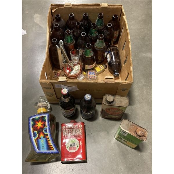 LOT OF COLLECTIBLE OIL CANS AND BOTTLES