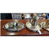 Image 2 : BRASS PLATE SERVING ITEMS, TEA POT, COFFEE, CREAM AND SUGAR ETC.