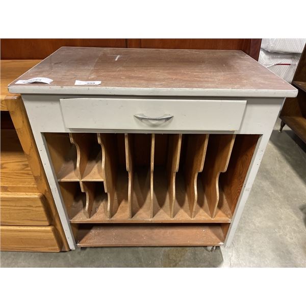 VINTAGE MOBILE STEREO CABINET WITH RECORD STORAGE