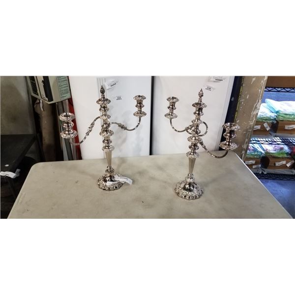 HIGHLY DECORATED SILVER PLATED 3PC CANDLE STANDS