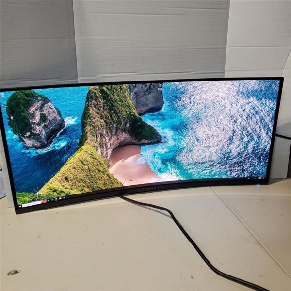 DELL ALIENWARE 34 CVD QHD 165H 0.1M OLED CURVED GAMING MONITOR TESTED WORKING WITH POWER CORD NO STA