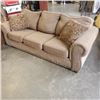 Image 1 : PILLOW BACK ROLLED ARM STUDDED FRONT COUCH