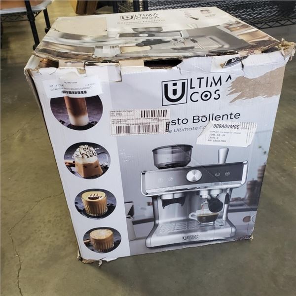 ULTIMA COSA PRESTO BOLLENTE ESPRESSO MACHINE W/ FROTHER AND COFFEE GRINDER - TESTED WORKING, RETAIL 