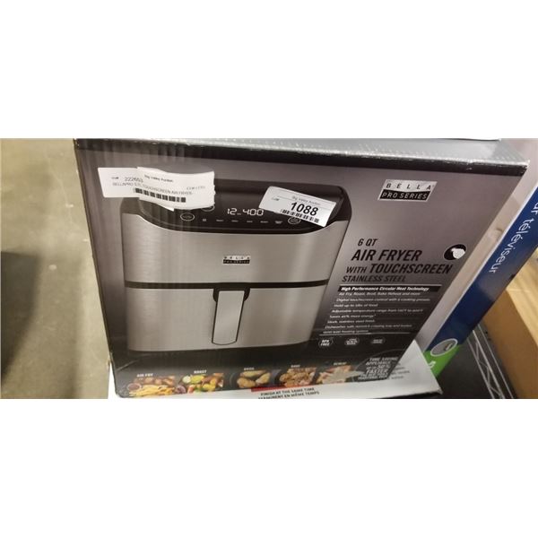 BELLAPRO 5.7L TOUCHSCREEN AIR FRYER - TESTED WORKING, RETAIL $219
