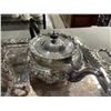 Image 2 : SILVER PLATE TEA TRAY WITH TEA POT AND LARGE CREAM AND SUGAR SET