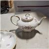 Image 2 : HAVILAND LIMOGE FRANCE TEAPOT, CREAM AND SUGAR ON TRIVET, GRAVY BOAT AND TRIVET