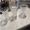Image 1 : 3 HEAVY CUT CRYSTAL VASES