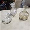 Image 1 : HEAVY CUT CRYSTAL DECANTER, FOOTED DISH AND VASE