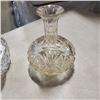 Image 2 : HEAVY CUT CRYSTAL DECANTER, FOOTED DISH AND VASE