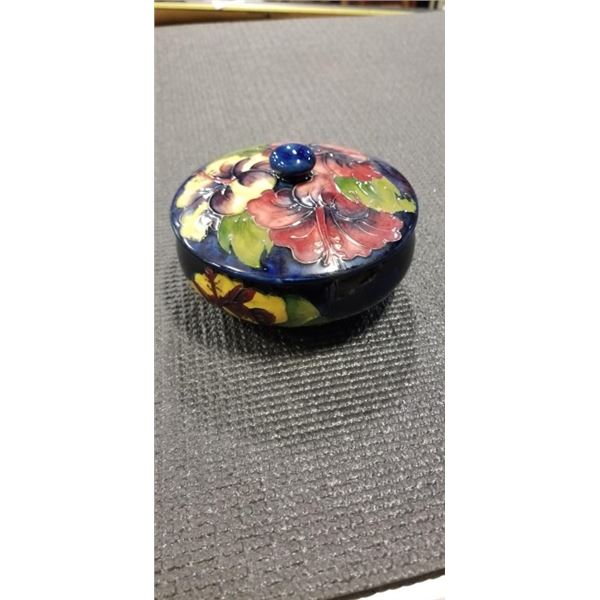 MOORCROFT LIDDED DISH, NO CHIPS OR CRACKS