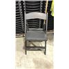 Image 2 : STACK OF 25 BLACK PLASTIC FOLDING EVENT CHAIRS ON MOBILE CHAIR CART * CART INCLUDED *