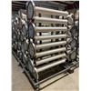 Image 2 : 16 SECTION COMMERCIAL MOBILE CROWD CONTROL STANCHION RACK WITH ASSORTED CHROME DESIGNER CROWD