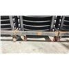 Image 4 : STACK OF 25 BLACK PLASTIC FOLDING EVENT CHAIRS ON MOBILE CHAIR CART * CART INCLUDED *