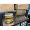 Image 1 : 2 COMMERCIAL EVENT DRAW TUMBLERS & STACK OF GOLD COLOR SERVING TRAYS