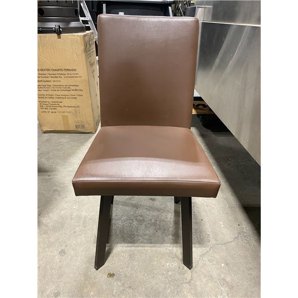 AMISCO BROWN LEATHER CUSTOM MADE COMMERCIAL HIGH BACK 18"H RESTAURANT / EVENT CHAIR