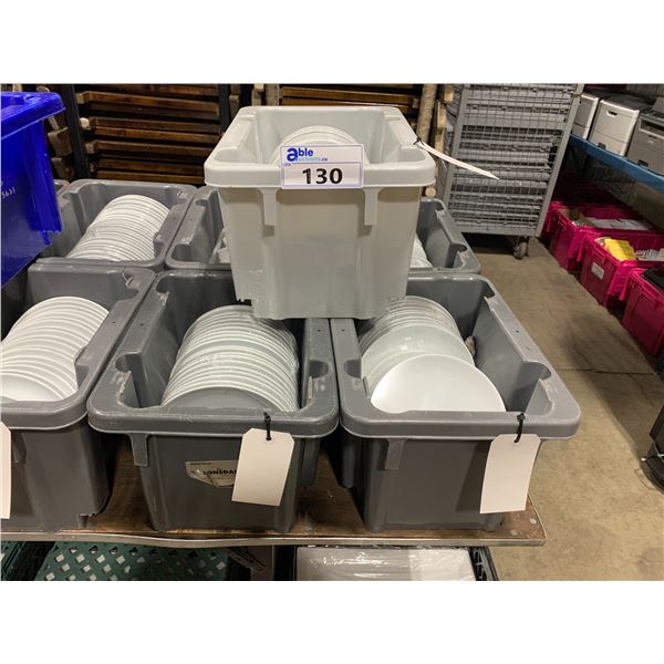 5 PLASTIC CRATES OF 8" WHITE COMMERCIAL RESTAURANT SIDE PLATES *PLASTIC CRATES INCLUDED*