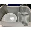 Image 2 : 5 PLASTIC CRATES OF 8" WHITE COMMERCIAL RESTAURANT SIDE PLATES *PLASTIC CRATES INCLUDED*