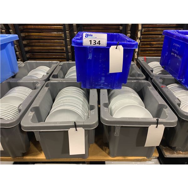5 PLASTIC CRATES OF 8" WHITE COMMERCIAL RESTAURANT SIDE PLATES *PLASTIC CRATES INCLUDED*