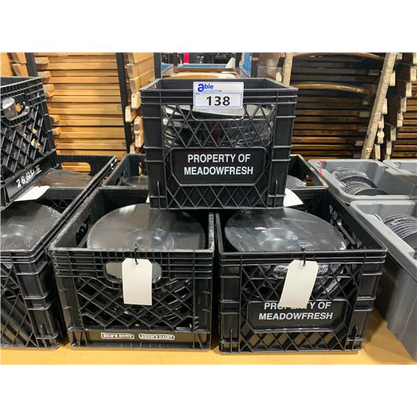 5 PLASTIC CRATES OF 11 1/2" BLACK COMMERCIAL RESTAURANT SOUP PLATES *PLASTIC CRATES INCLUDED*