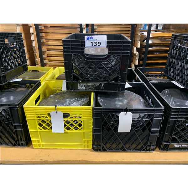 5 PLASTIC CRATES OF 11 1/2" BLACK COMMERCIAL RESTAURANT SOUP PLATES *PLASTIC CRATES INCLUDED*