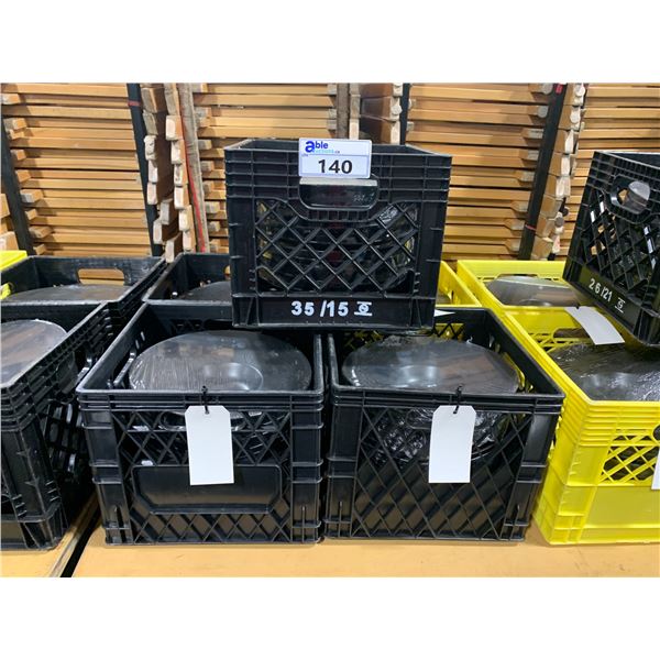 5 PLASTIC CRATES OF 11 1/2" BLACK COMMERCIAL RESTAURANT SOUP PLATES *PLASTIC CRATES INCLUDED*