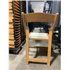 Image 3 : STACK OF 27 NATURAL WOOD FOLDING EVENT CHAIRS ON MOBILE CHAIR CART *CART INCLUDED*