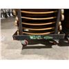 Image 4 : STACK OF 27 NATURAL WOOD FOLDING EVENT CHAIRS ON MOBILE CHAIR CART *CART INCLUDED*