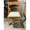 Image 2 : STACK OF 27 NATURAL WOOD FOLDING EVENT CHAIRS ON MOBILE CHAIR CART *CART INCLUDED*