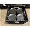 Image 2 : 3 PLASTIC CRATES OF 6" BLACK COMMERCIAL RESTAURANT SIDE PLATES *PLASTIC CRATES INCLUDED*