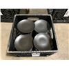 Image 2 : 3 PLASTIC CRATES OF 6" BLACK COMMERCIAL RESTAURANT SIDE PLATES *PLASTIC CRATES INCLUDED*