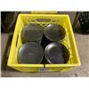 Image 2 : 3 PLASTIC CRATES OF 6" BLACK COMMERCIAL RESTAURANT SIDE PLATES *PLASTIC CRATES INCLUDED*