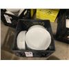 Image 2 : 3 PLASTIC CRATES OF 9" WHITE COMMERCIAL RESTAURANT SHALLOW SOUP BOWLS *PLASTIC CRATES INCLUDED*