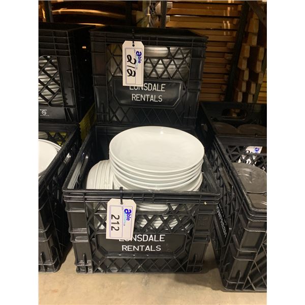 3 PLASTIC CRATES OF 9" WHITE COMMERCIAL RESTAURANT SHALLOW SOUP BOWLS *PLASTIC CRATES INCLUDED*