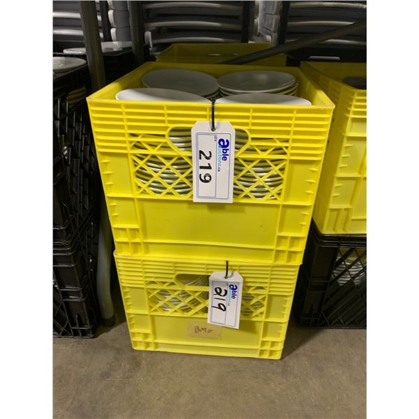 4 PLASTIC CRATES OF 6" WHITE COMMERCIAL RESTAURANT SIDE PLATES *PLASTIC CRATES INCLUDED*