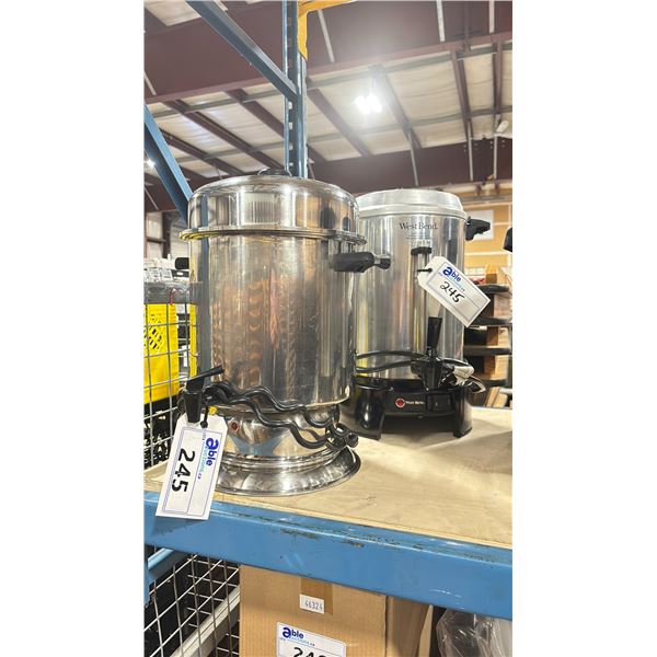 2 WESTBEND STAINLESS STEEL ELECTRIC COMMERCIAL COFFEE CARAFES