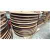 Image 2 : STACK OF 14- 5' ROUND WOODEN COMMERCIAL FOLDING BANQUET TABLES *MUST TAKE ALL*