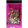 Image 3 : 3 BINS OF GOLD STAINLESS STEEL FLAT ENDED CUTLERY FORK/KNIFE/SPOON *BINS INCLUDED*