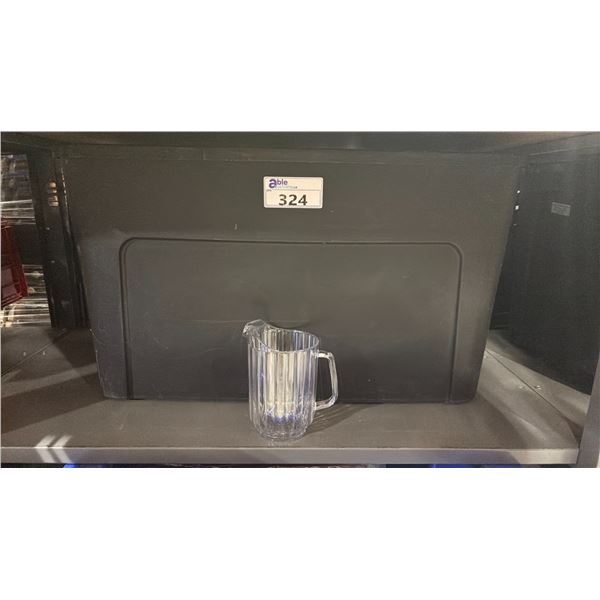 BIN OF COMMERCIAL PLASTIC BEVERAGE PITCHERS *BIN INCLUDED*