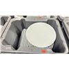 Image 2 : 7 BINS OF 8" WHITE COMMERCIAL RESTAURANT SIDE PLATES *PLASTIC CRATES INCLUDED*