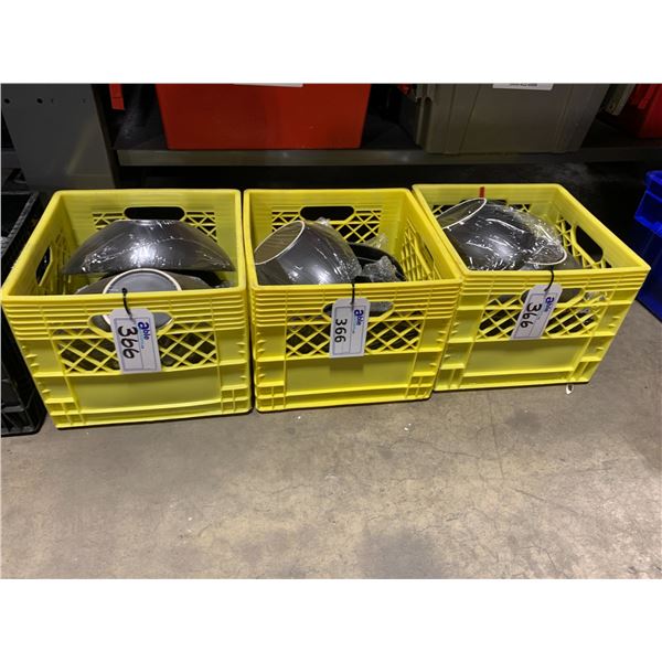 3 CRATES OF MATTE BLACK OVAL SERVING BOWLS 12  X 8  *CRATES INCLUDED*
