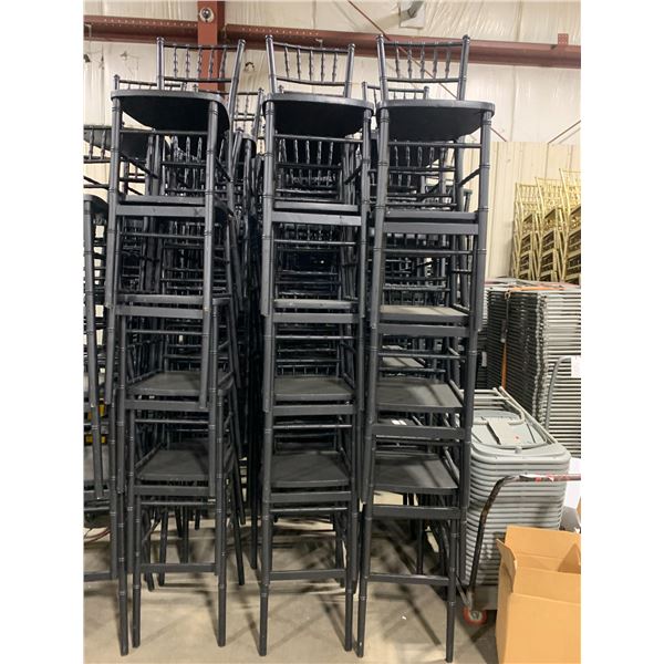 STACK OF 5 BLACK WOOD CHIAVARI EVENT 30"H BAR CHAIRS