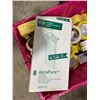 Image 3 : BIN OF ASSORTED NAPKINS, ROLLS OF YELLOW INDUSTRIAL TAPE & ASSORTED BOXES OF NITRILE GLOVES