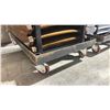 Image 4 : STACK OF 20 DARK WOOD FOLDING EVENT CHAIRS ON MOBILE CHAIR CART *CART INCLUDED*