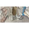 Image 2 : SHELF OF COMMERCIAL RESTAURANT TRAYS OF STEMMED WATER GLASSES & JUICE DECANTERS  *TRAYS INCLUDED*